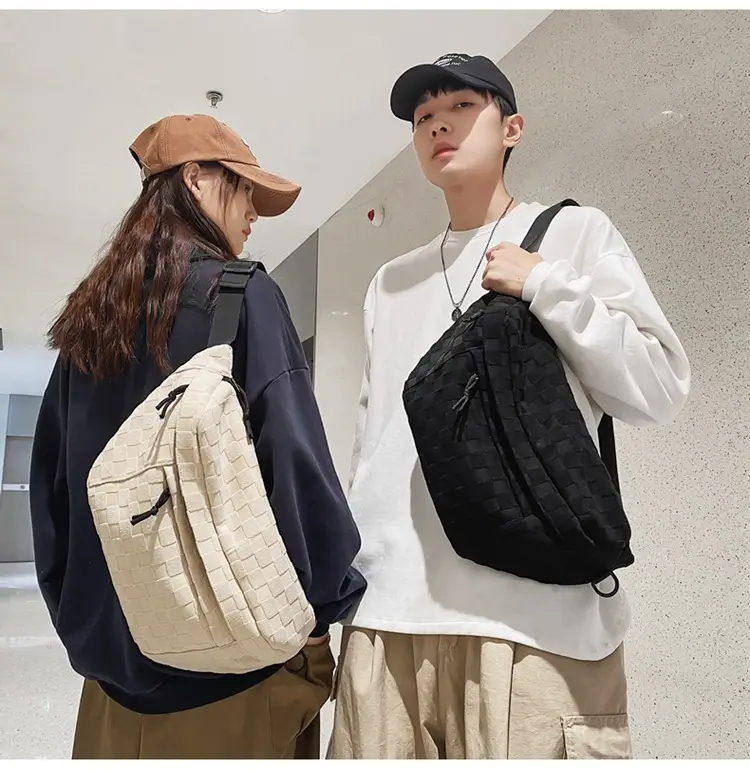Men Women Large Capacity Checkered Waist Bag — feature 12