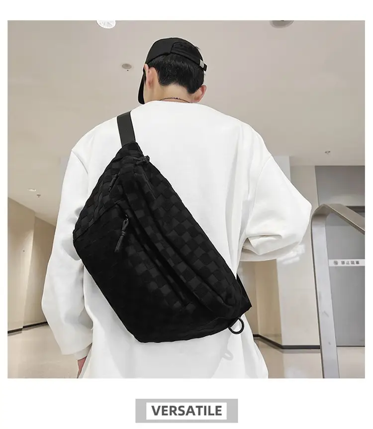 Men Women Large Capacity Checkered Waist Bag — feature 8