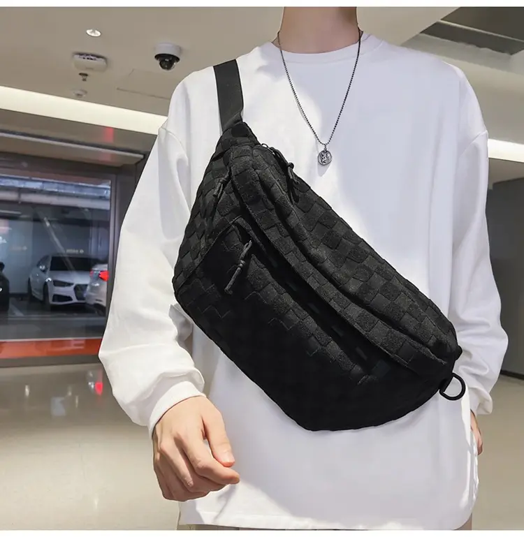 Men Women Large Capacity Checkered Waist Bag — feature 9