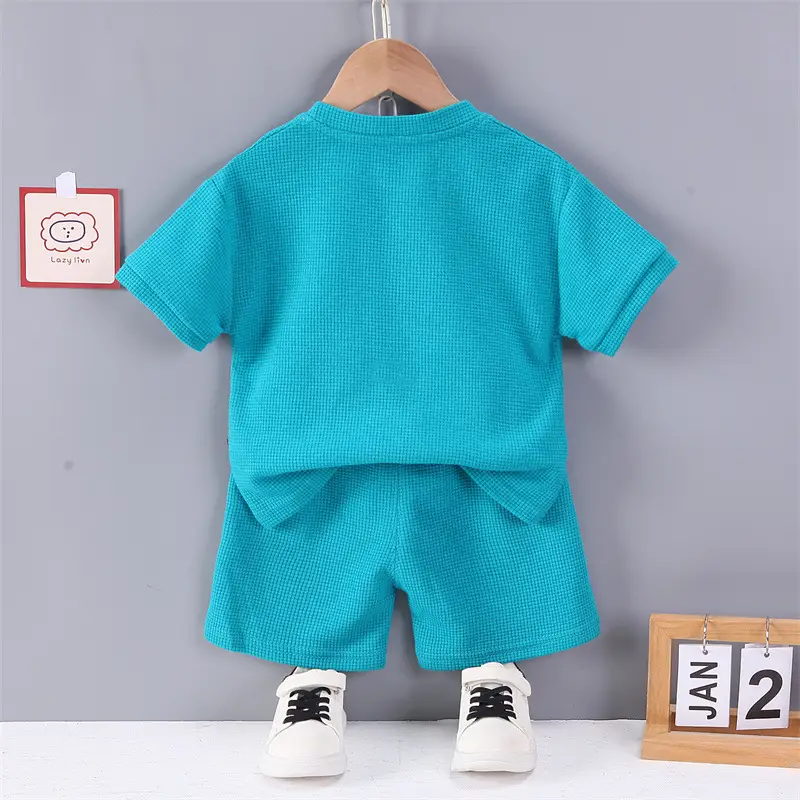 2023 New Summer Kids Cotton T-Shirt Set Gray - Image 5