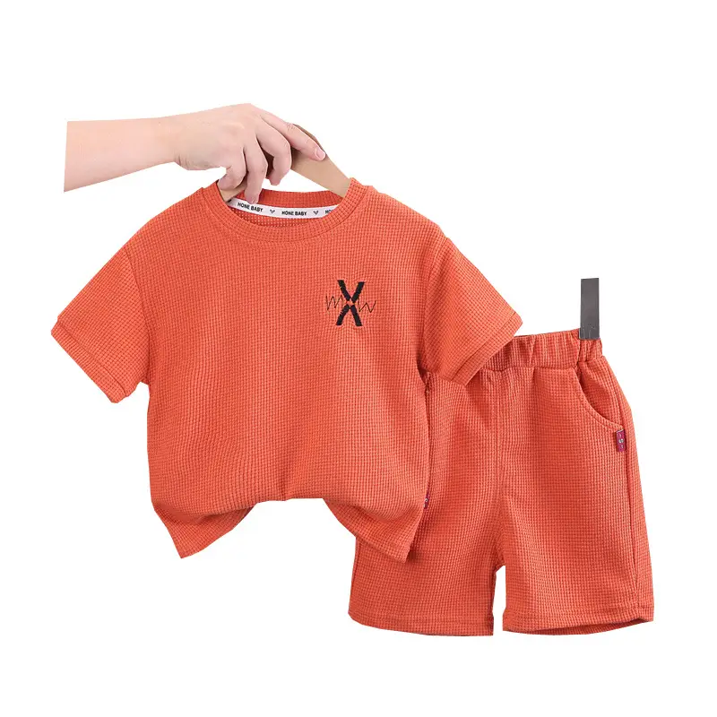 2023 New Summer Kids Cotton T-Shirt Set Gray - Image 6