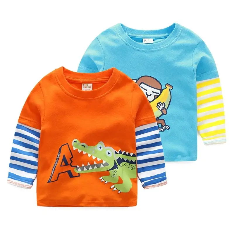 2023 Spring Boys Striped Long Sleeve T-Shirt Yellow White - Image 3
