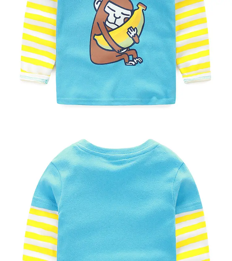 2023 Spring Boys Striped Long Sleeve T-Shirt Yellow White — feature 6