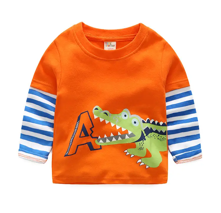 2023 Spring Boys Striped Long Sleeve T-Shirt Yellow White — feature 7