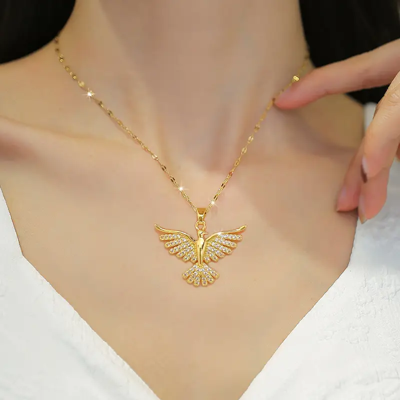 Phoenix Wing Necklace Gold Silver Wedding Chain - Image 4