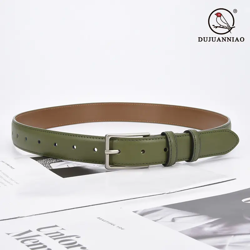 Black Women's Leather Belt with Square Pin Buckle