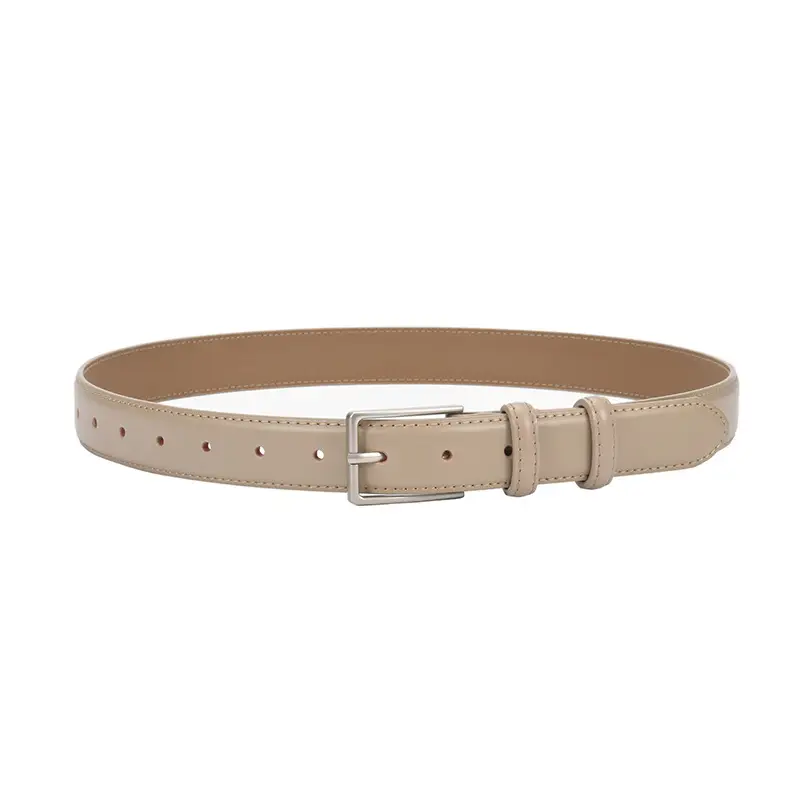 Black Women's Leather Belt with Square Pin Buckle
