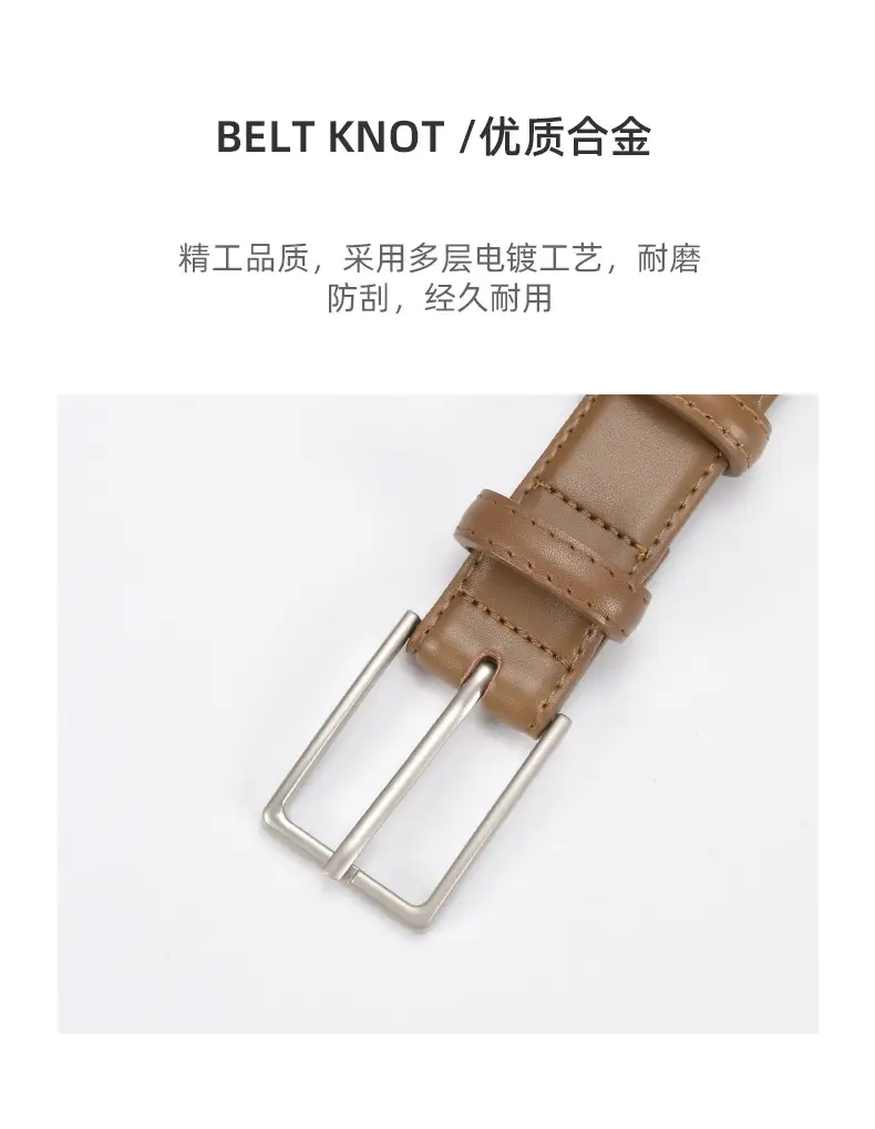 Black Women's Leather Belt with Square Pin Buckle — feature 19