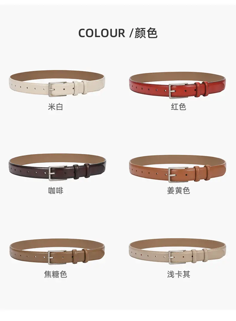 Black Women's Leather Belt with Square Pin Buckle — feature 21