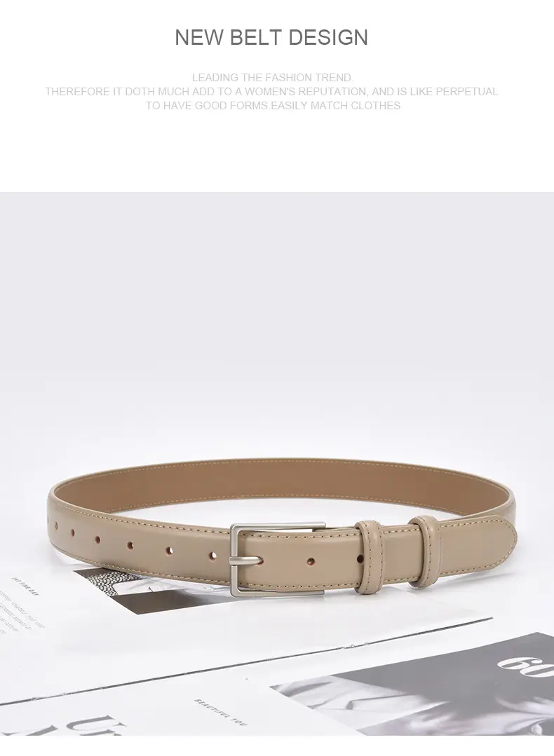 Black Women's Leather Belt with Square Pin Buckle — feature 23