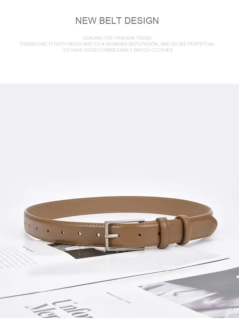 Black Women's Leather Belt with Square Pin Buckle — feature 26