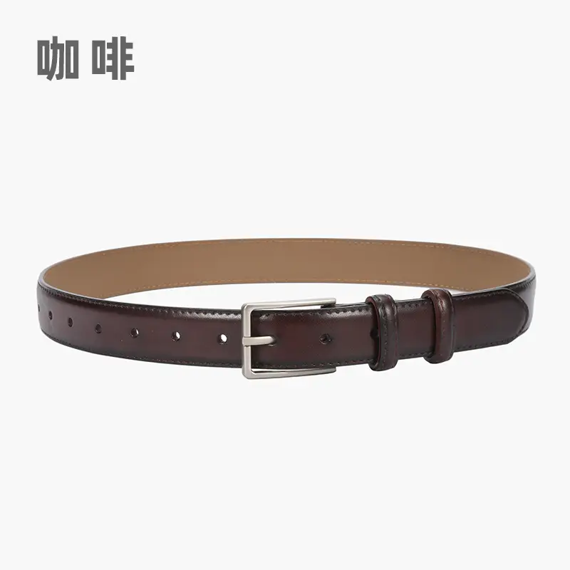 Black Women's Leather Belt with Square Pin Buckle