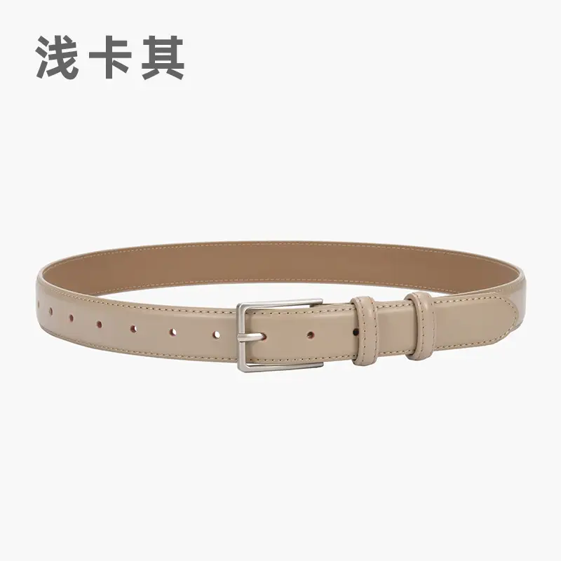 Black Women's Leather Belt with Square Pin Buckle