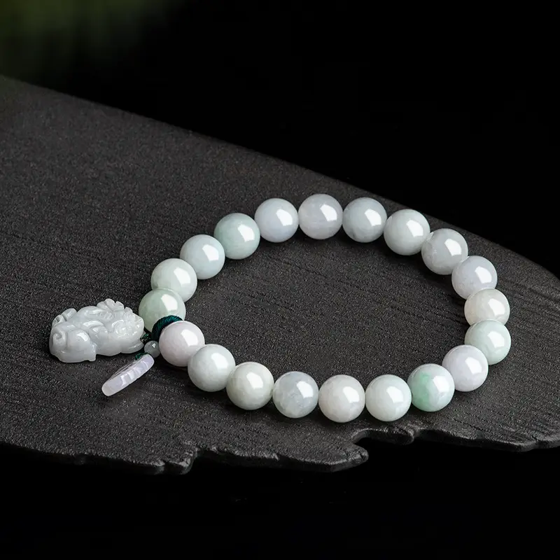 Natural Burmese Jade Bracelet Women's Ice White Beads