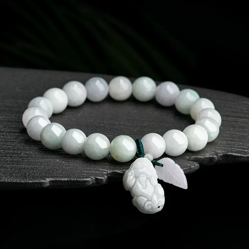Natural Burmese Jade Bracelet Women's Ice White Beads