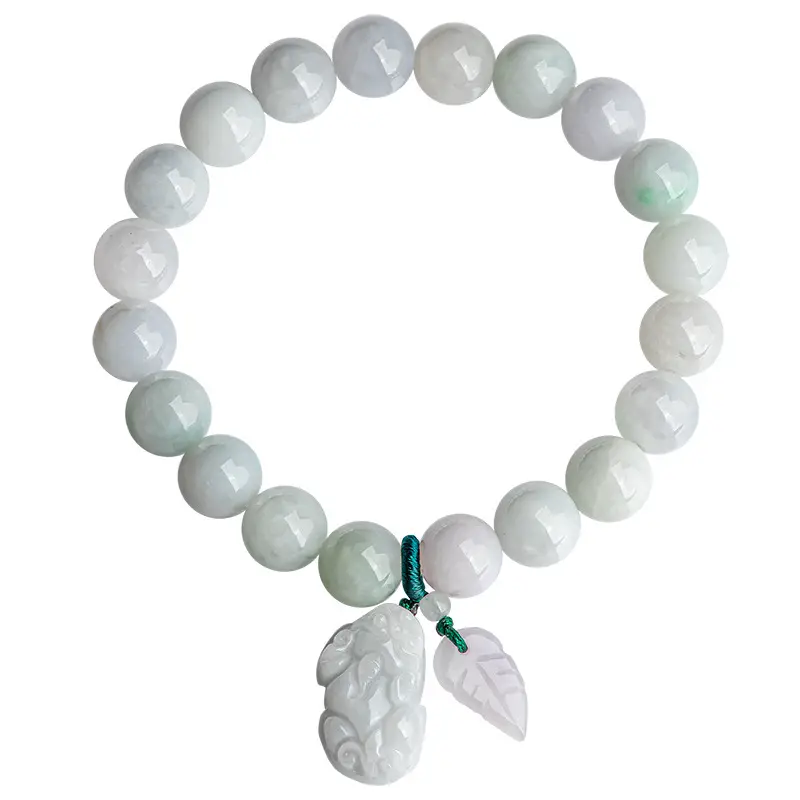 Natural Burmese Jade Bracelet Women's Ice White Beads