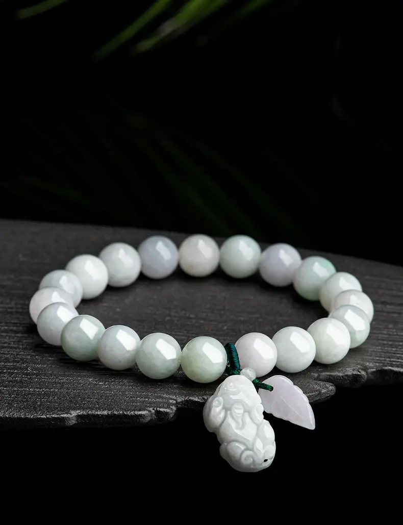 Natural Burmese Jade Bracelet Women's Ice White Beads — feature 1
