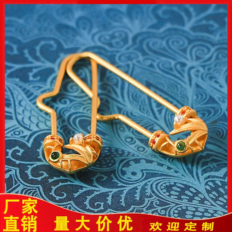Jewelry Pin for Men Women Ancient Gold Plated Bamboo Brooch - Image 4