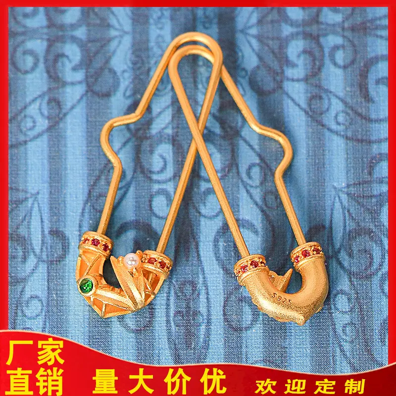 Jewelry Pin for Men Women Ancient Gold Plated Bamboo Brooch - Image 5
