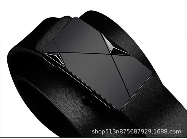 Men's Black Leather Belt with Automatic Buckle — feature 13