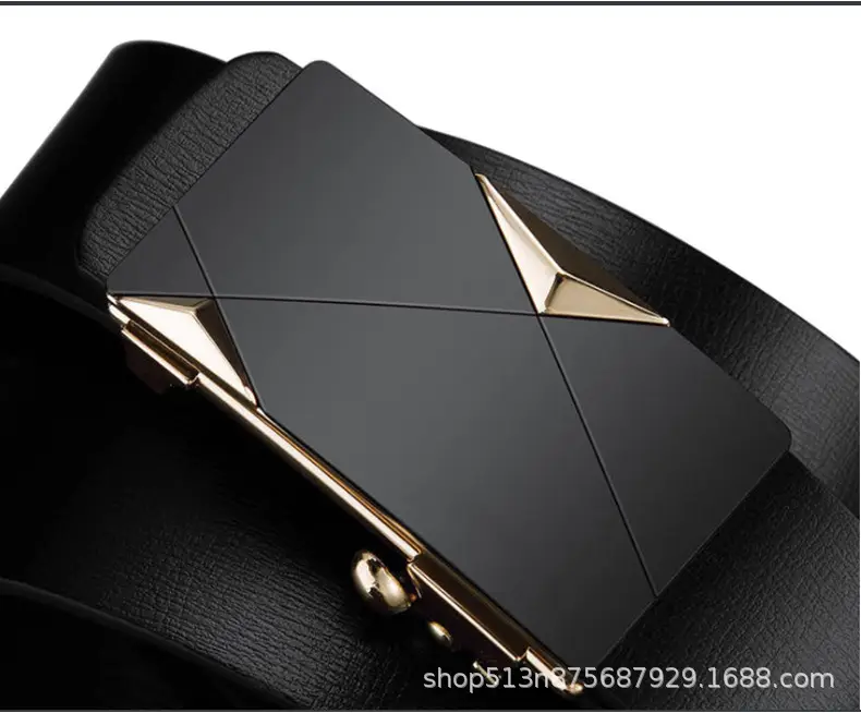 Men's Black Leather Belt with Automatic Buckle — feature 16