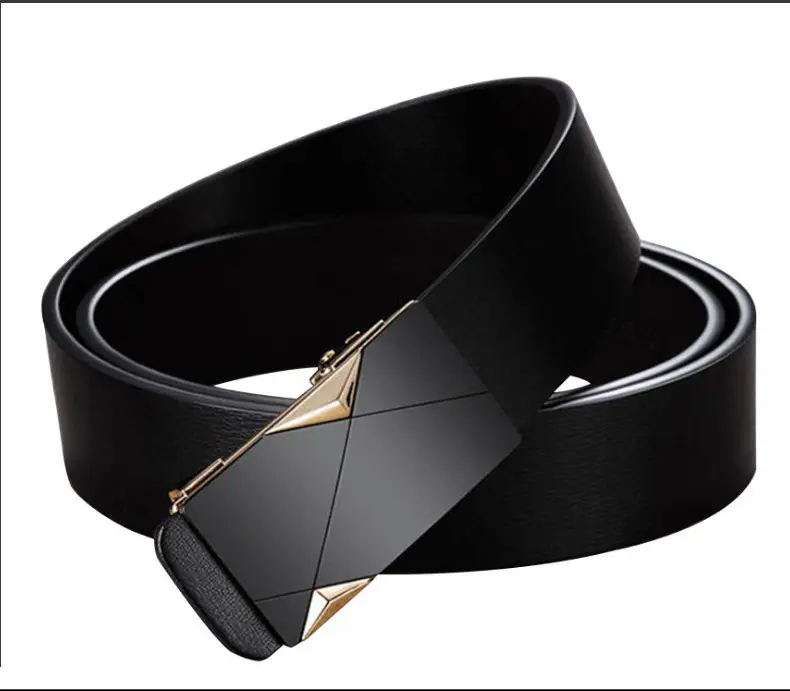 Men's Black Leather Belt with Automatic Buckle — feature 17