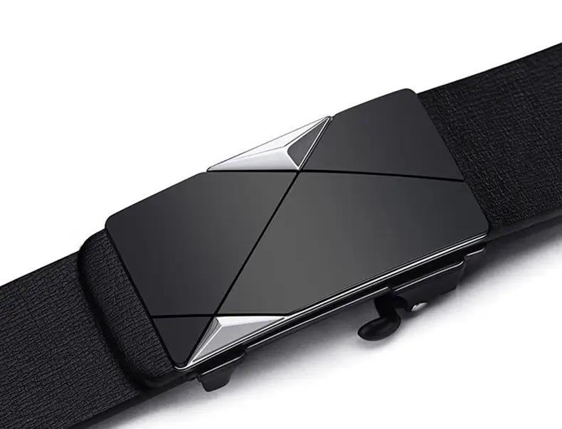 Men's Black Leather Belt with Automatic Buckle — feature 19