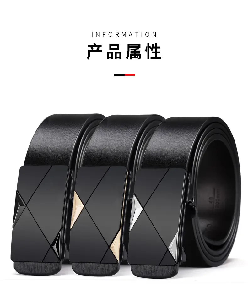 Men's Black Leather Belt with Automatic Buckle — feature 8