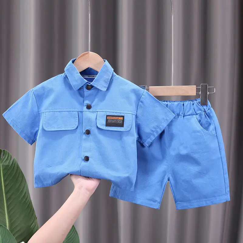 2023 Kids Short Sleeve Cotton T-Shirt Set Olive Green Medium - Image 7