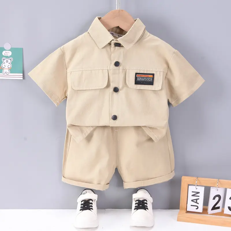2023 Kids Short Sleeve Cotton T-Shirt Set Olive Green Medium โ feature 2