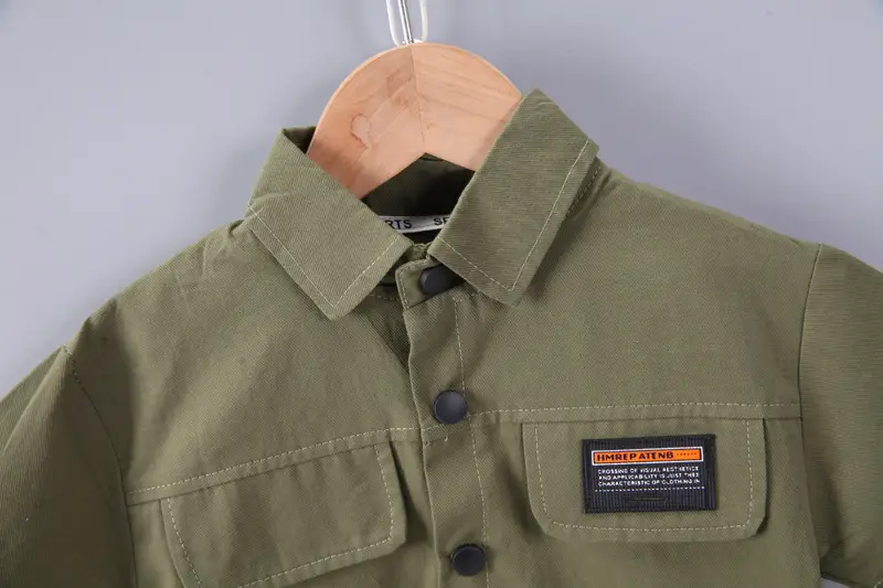 2023 Kids Short Sleeve Cotton T-Shirt Set Olive Green Medium โ feature 4