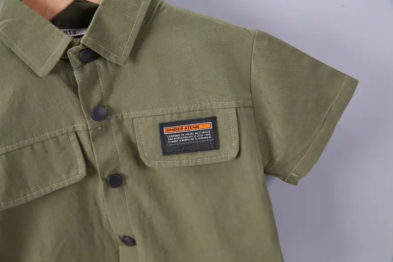 2023 Kids Short Sleeve Cotton T-Shirt Set Olive Green Medium โ feature 5