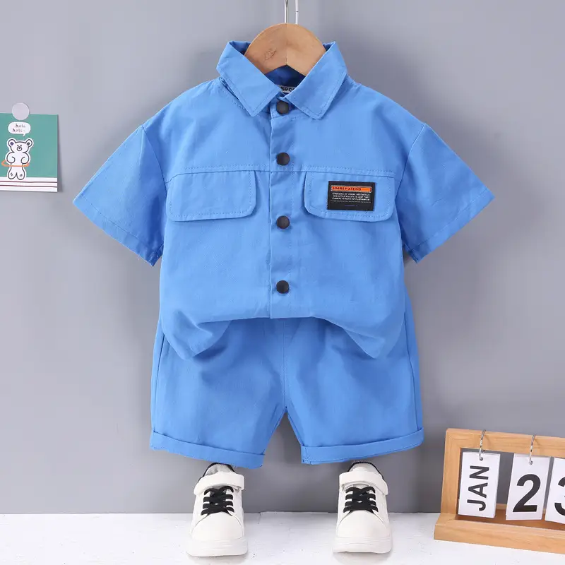 2023 Kids Short Sleeve Cotton T-Shirt Set Olive Green Medium - Image 3