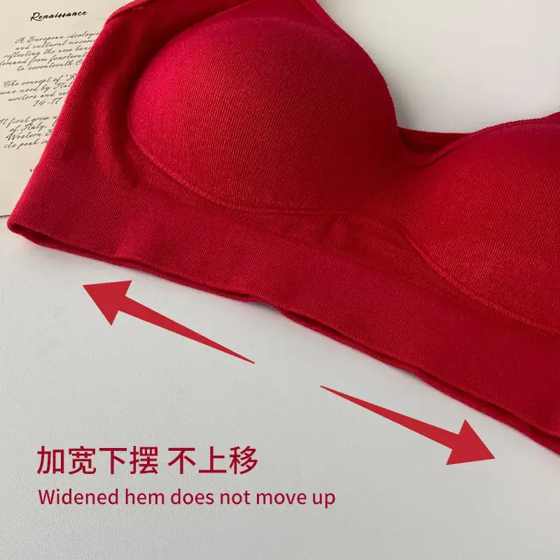 Bright Red Wireless Bra for Women New Year Lucky Push Up - Image 6