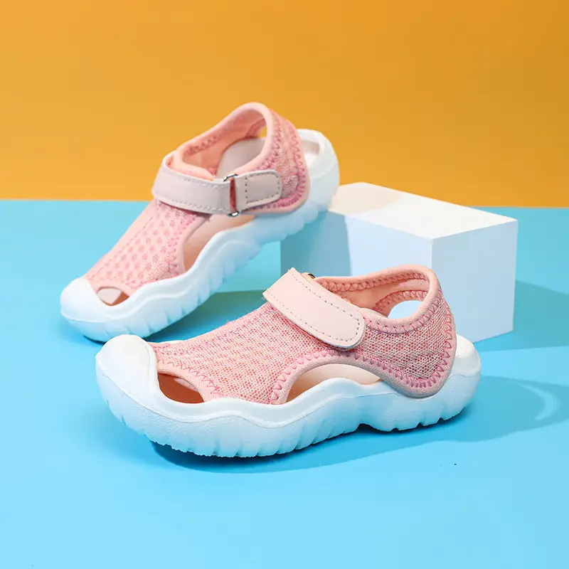 Pink Mesh Cross-Stand Sole Sandals for Kids - Image 16