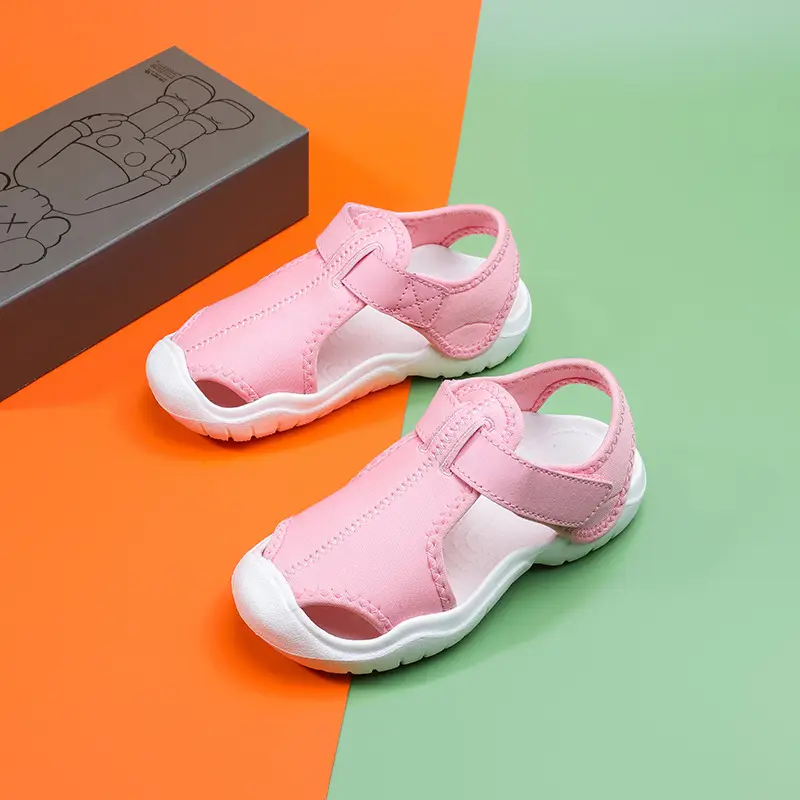 Pink Mesh Cross-Stand Sole Sandals for Kids - Image 9