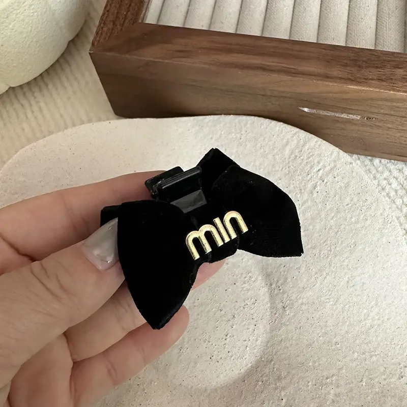 Velvet Bow Hair Clips Min Sweet Princess Pair for Women