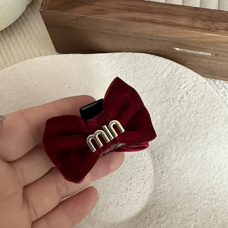 Velvet Bow Hair Clips Min Sweet Princess Pair for Women