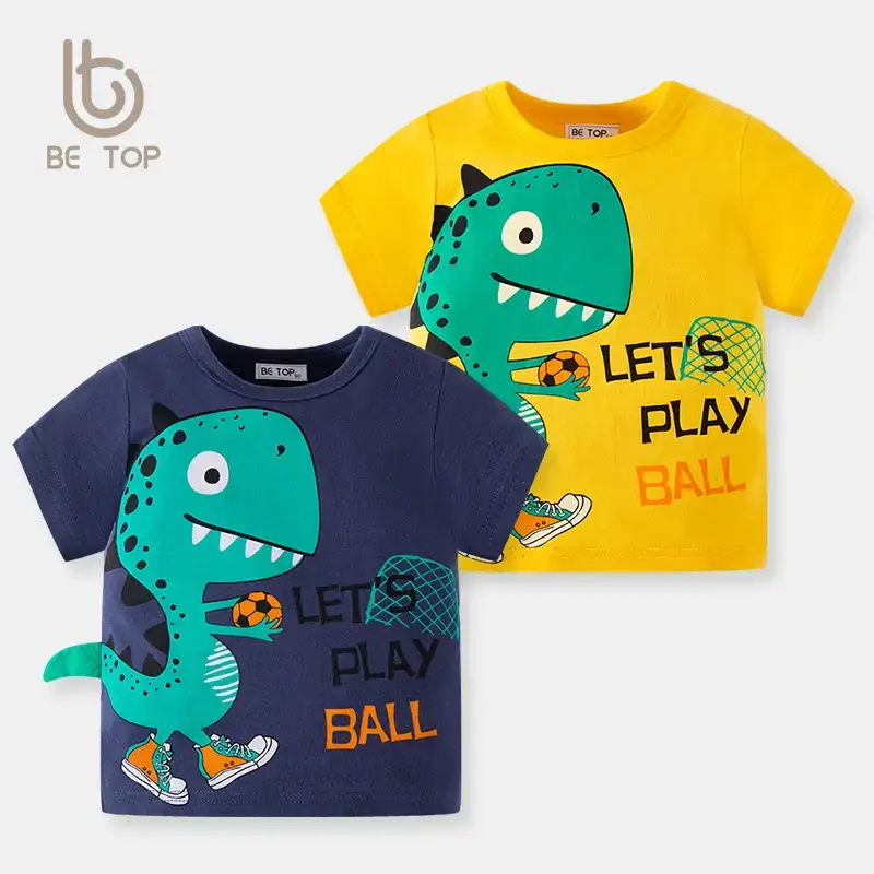 2026 Boys T-Shirt Navy Blue Dinosaur Print - Image 3