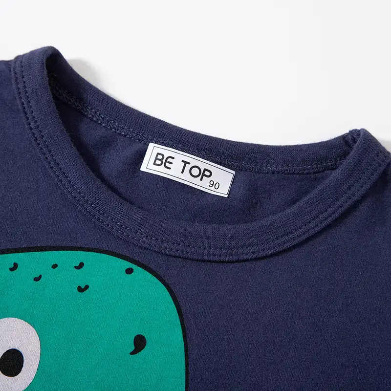 2026 Boys T-Shirt Navy Blue Dinosaur Print - Image 4
