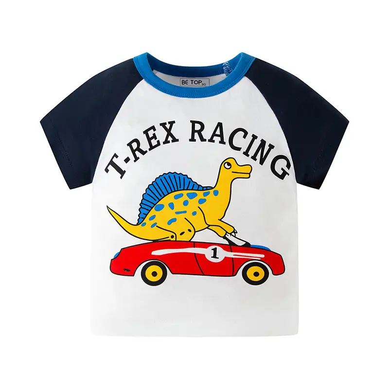 T-REX Racing Boys T-Shirt White Blue Cotton - Image 13
