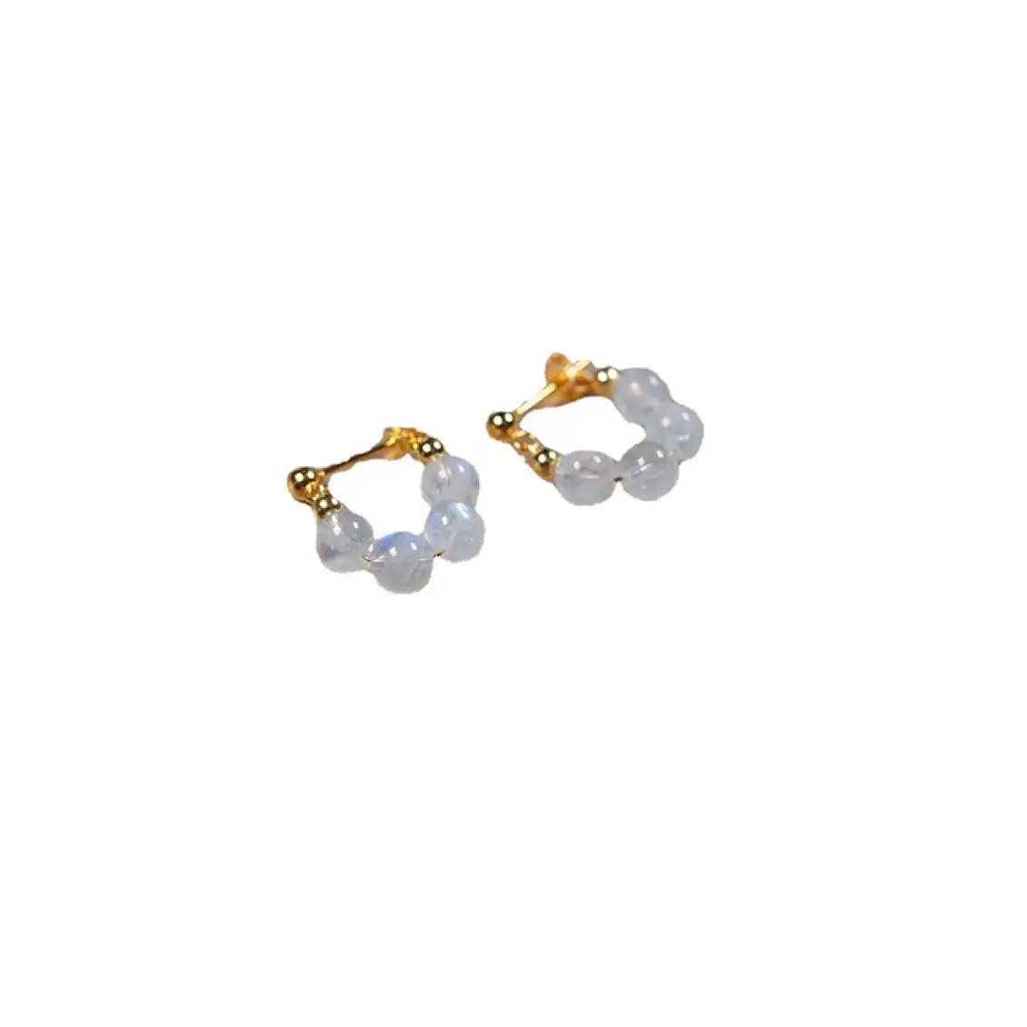 925 Silver Moonstone Ear Clip Gold Temperament