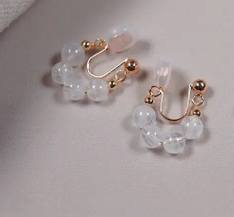 925 Silver Moonstone Ear Clip Gold Temperament