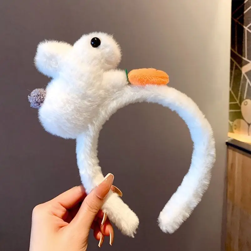 Cute Plush Rabbit Hairband for Women Winter Face Wash - Image 3