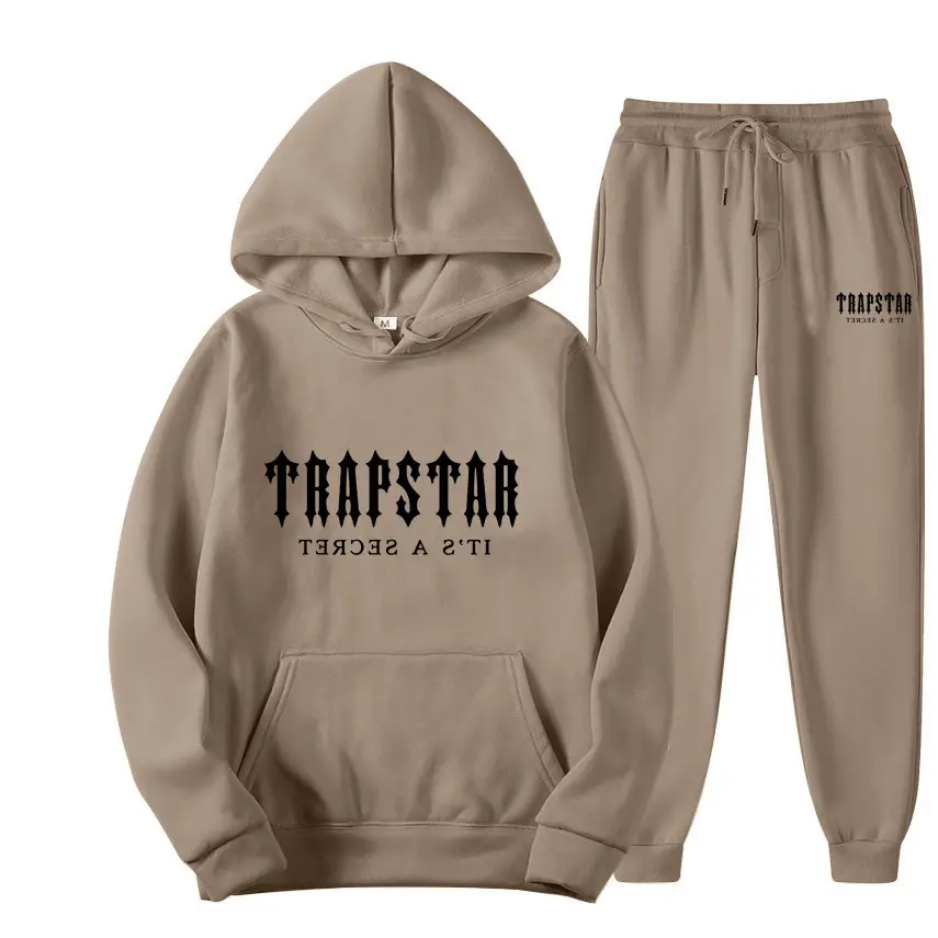 Men Women Black Fleece Hoodie Sweatpants Set TRAPSTAR