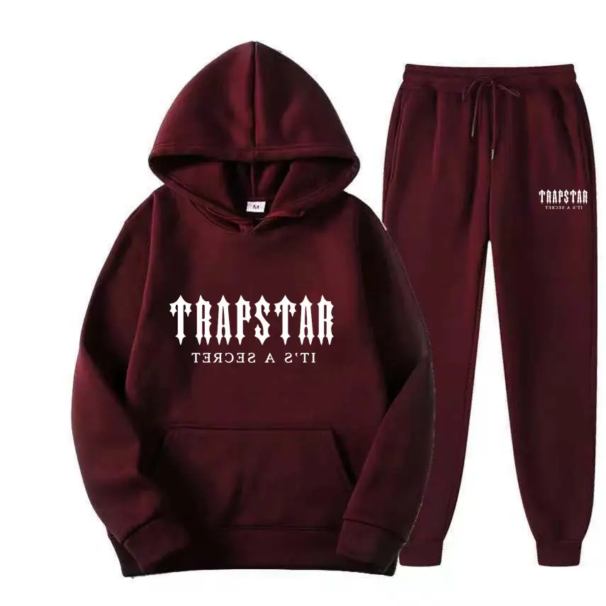 Men Women Black Fleece Hoodie Sweatpants Set TRAPSTAR