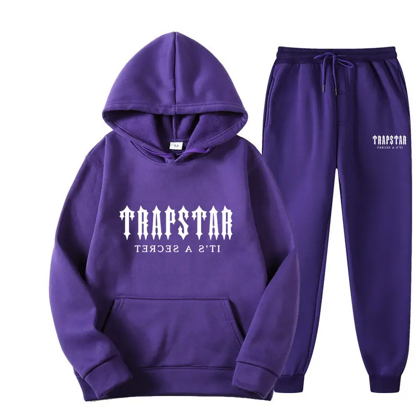 Men Women Black Fleece Hoodie Sweatpants Set TRAPSTAR