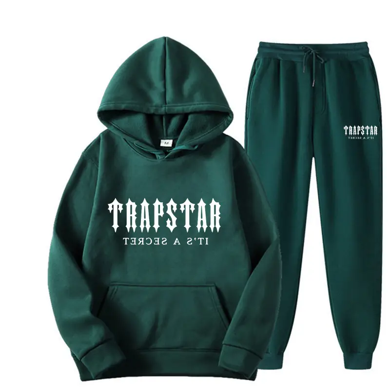 Men Women Black Fleece Hoodie Sweatpants Set TRAPSTAR