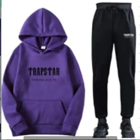 Men Women Black Fleece Hoodie Sweatpants Set TRAPSTAR