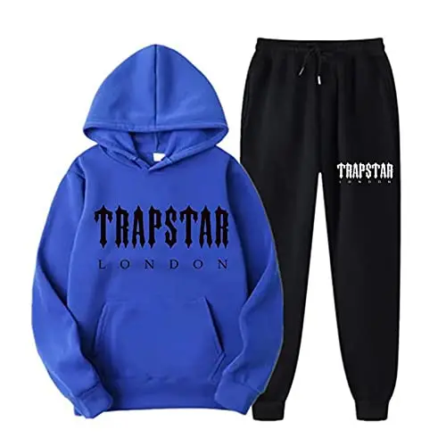 Men Women Black Fleece Hoodie Sweatpants Set TRAPSTAR